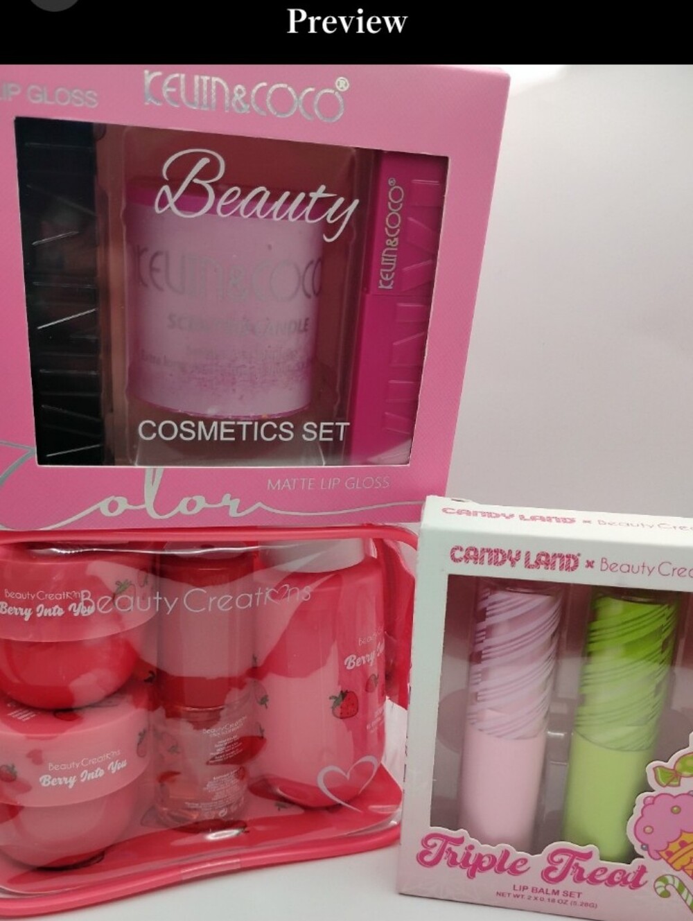 Beauty Creations Berry Into You Bath & Body Set & A Candyland Lip Balm Set Of 2